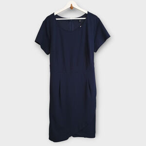 Torrid Dress Women 20 Blue Side Tie Waist Stretch Minimalist Corpcore Career NWT